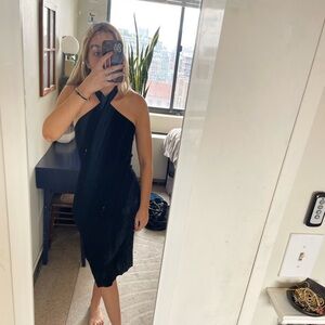 Aritzia Black Asymmetrical Halter Dress